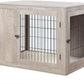 unipaws 41 Inch Furniture Style Dog Crate for Medium Large Dogs, Indoor Aesthetic Dog Stuff Kennel, Modern Wood Wire Cage, Pretty Cute End Side Table Nightstand, Weathered Grey