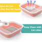 Open Top Cat Litter Box, Large Foldable Cat Potty Height-Adjustable Sides Anti-Splash, Open Air Kitty Litter Pan No Smell, Cat Toilet Easy Clean with Cat Litter Scoop (Pink)