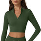 QINSEN Workout Sets for Women 2 Piece Seamless Long Sleeve Crop Tops Ribbed High Waist Leggings