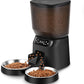 Automatic Cat Feeders for Two Cats, 5L/20 Cups Double Automatic Cat Food Dispenser with 2 Stainless Bowls, Timer Setting 20 Portions 6 Meals Per Day, 10s Meal Call, Pet Feeder for Dog (Black)