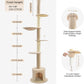 Made4Pets Floor to Ceiling Cat Tree 93-106'',Tall Cat Tower 5 Tiers, Adjustable Height, Stable Cat Tree Tower with Scratching Posts, Fluffy Condo, Hammock and Ball Toy for Indoor Cats/Kitten, Beige