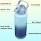 Insulated Water Bottle with Straw Lid,32 oz Stainless Steel Vacuum Metal Bottle with Silicone Handle, Sky
