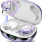 Ear buds Wireless Earbuds Bluetooth 5.3 Headphones 60hrs Playtime with Digital Display Sports Wireless Headphones with Earhook Deep Bass IPX7 Waterproof Over-Ear Earbuds for Android iOS Workout Purple