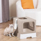 Enclosed Cat Litter Box, Large Litter Box for Big Cats, Covered Kitty Litter Boxes with Lid, Top Entry Cat Box Enclosure with Scoop, Odor Control, Easy to Clean(Coffee)