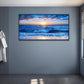 Wapluam Black Framed Canvas Wall Art For Living Room Large Wall Decor For Bedroom Office Wall Decorations Blue Ocean Beach Wall Painting Sunny Sea View Wave Wall Pictures Artwork Room Home Decor