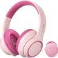 Active Noise Cancelling Headphones for Kids, 60H Playtime, Wireless Bluetooth Over-Ear Blue Headset Built-in Microphone for Home/School/Travel/Party - Includes Portable Case (Pink)