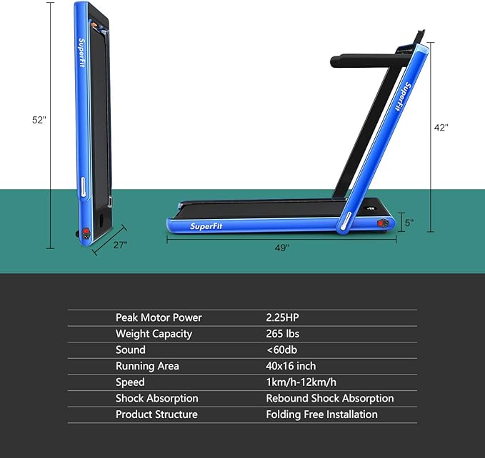 GYMAX Walking Pad, 2.25HP Dual Display Foldable Treadmill for Home with Remote/Smart App Control, Portable Compact Treadmill for Office Under Desk, Folding Running Machine for Small Spaces