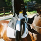Woolous Dressage Saddle Pad, English Saddle Pad with Sheepskin Trim, Lambskin Wool Fleece Lining, Square Saddle Pad for Equestrian Riding, Comfortable & Shock Absorbing