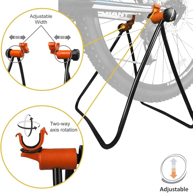 Ibera Easy Utility Bike Stand for 20"-29" - Adjustable & Foldable Bicycle Stand for Storage & Repair - Floor-Mounted & Scratch-Free Alloy Steel Rack - ideal Bicycle Storage for Indoor Garage