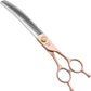 Fenice Peak Professional Curved Chunker Dog Grooming Scissors 7.0'' Rose Gold Thinning Shears Extremely Sharp Blades 440C Stainless Steel Thinning Shears Durable Smooth Fine Cut for Dogs and Cats.