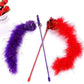 Purple Cat Teasing Stick Toy - Interactive Stick with Sparkly Feather Boa & Crinkle Ball for Indoor Cat Training & Fun