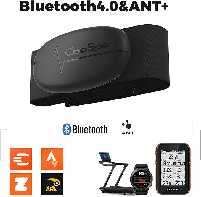 COOSPO Heart Rate Monitor Chest Strap, Bluetooth ANT+ Heart Rate Monitor Chest Sensor with 400H Battery, HRM Works with Strava/Wahoo Fitness/Polar Beat/Peloton/DDP Yoga App