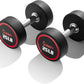 Sunny Health & Fitness Premium Polyurethane Commercial Grade Round Dumbbells with Diamond Knurled Handle, Durable Strength Training Equipment for Home Gym, 5-50LB