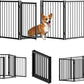 Full Metal Freestanding Dog Gate with Door, 24'' Height Foldable Pet Dog Fence for Indoor & Outdoor, 6 Panels Extra Wide Free Standing SmallDog Gates for Doorways,House,Stairs,Porch,Deck,Yard