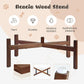 SPUNKYJUNKY Ceramic Elevated Dog Bowl Set with Acacia Wood Stand for Food and Water for Medium Dogs (42.27 OZ, White, Dog Paw Pattern)