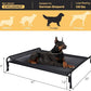 Veehoo XL Outdoor Elevated Dog Bed, Raised Dog Cot for Extra Large Dogs, Cooling Washable Waterproof Pet Hammock Beds with Slope Headrest, Breathable Mesh and Sturdy Frame, X-Large, Black, CWC2204
