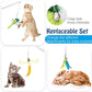 Pawaboo Cat Feather Toys, 4 Pack Interactive Cat Feather Teaser Wand Toys, Retractable Fishing Pole Wand Catcher Exerciser with Refill Fish, Dragonfly Worm with Bells, Fun Kitten Kitty Toy, Colorful