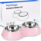 Stainless Steel Dog Bowls Set – Dual Non-Slip Pet Dishes with 2 Small (4oz*2) Bowls & Durable Resin Stand,Food & Water Feeder for Puppies, Kittens, and Small Breed Dogs– Pink