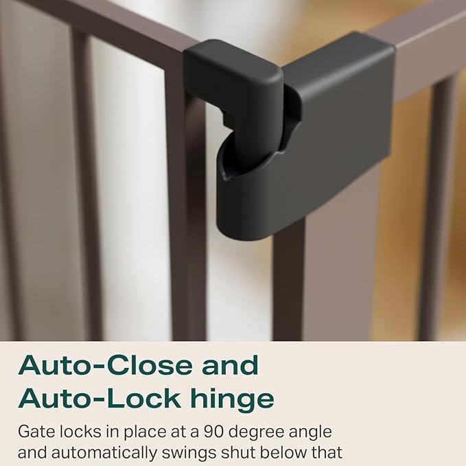 Cumbor 29.7-40.6" Baby Gate for Stairs, Mom's Choice Awards Winner-Dog Gate for Doorways, Pressure Mounted Self Closing Pet Gates for Dogs Indoor, Durable Safety Child Gate with Easy Walk Thru Door