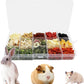 Bunny Treats, Treat Box with 15 Kind of Snacks for Rabbit, Hamster, Chinchilla, Guinea Pig and Other Small Pets, Chinchilla Treats, Guinea Pig Treats, Hamster Treats