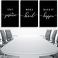 Work Hard Painting,Framed Canvas Wall Art Positive Quote, Office Wall Art, Black Large Poster, Positive Motivational Set of 3 Prints, Inspirational Print (E-3pcs,24x36inchx3pcs)