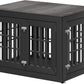 38" Heavy Duty Dog Crate Furniture for Small,Medium and Large Dogs,Rustic Wooden Dog Cage Kennel Indoor Furniture with Waterproof Top,Decorative Pet House Side End Table (Black & Grey)