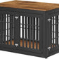 48" Heavy Duty Dog Crate Furniture for Small,Medium and Large Dogs,Rustic Wooden Dog Cage Kennel Indoor Furniture with Waterproof Top,Decorative Pet House Side End Table (Black & Wood)