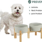 Ceramic Raised Double Bowls Set with Stand, 2 Heights Elevated, Food & Water Bowls for Small Breed Dogs, Weighted Dog Dishes, Pet Bowl(6.1'',28.7oz, Grey)
