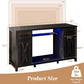 75 Gallon Fish Tank Stand with LED Light & Power Outlets, 55-75 Gallon Heavy Duty Metal Aquarium Stand with Drawers & Barn Doors, Cabinet for 2 Fish Tank Accessories Storage, Dark Oak