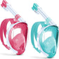 W WSTOO Kids Full Face Snorkel Masks,Suitable for Beginners Dry Top Snorkeling Gear,Can Your Mouth or Nose to Breathe,180 Degrees Panoramic View,Anti-Fog Anti-Leak,Summer Travel and Vacationing Gifts