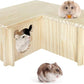 Wooden Hamster Platform and Dwarf Hamster House,Cute Syrian Hamster Tiny House Hideout,Large Balcony Lookout Holes,for Dwarf Gerbils and Mouse Mice Rat Other Small Animals(F)