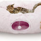 XxingSheep Extra Large Cat Tunnel Bed for Indoor Cats Peekaboo Cat Cave Donut with Center Mat,Pinkish White