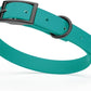 Dogline Biothane Waterproof Dog Collar Strong Coated Nylon Webbing with Black Hardware Odor- Proof for Easy Care Easy to Clean High Performance Fits Small Medium or Large Dogs, Blue Aqua