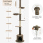 Made4Pets Floor to Ceiling Cat Tree 93-106'',Tall Cat Tower 5 Tiers, Adjustable Height, Stable Cat Tree Tower with Scratching Posts, Fluffy Condo, Hammock and Ball Toy for Indoor Cats/Kitten, Brown