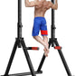 DOBESTS Foldable Power Tower Pull Up Bar Dip Station Adjustable Multifunction Workout Pull Up Tower Station Gym Strength Training Equipment for Home Outdoor, Triangular Legs, Support 700lbs
