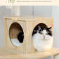 PETEPELA Wood Cat Tree for Indoor Cats Multi-Level Tower with Sisal Covered Scratching Posts, Cozy Condo, Super Large Hammock and Plush Perches Faux Rabbit Milk Fur Beige Rabbit Fur Wood Beige
