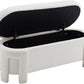 Kmax 50" Storage Ottoman Bench Modern Faux Fur Boucle Entryway Bench Comfy Upholstered End of Bed Bench for Hallway Entrance Bedroom Corner, White