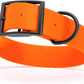 Dogline Biothane Waterproof Dog Collar Strong Coated Nylon Webbing with Black Hardware Odor- Proof for Easy Care Easy to Clean High Performance Fits Small Medium or Large Dogs, Hunter Orange
