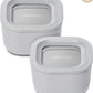 Caraway 2pc Glass Food Storage Set - 1.75 Cup Food Containers (2) - Non-Toxic Ceramic-Coated Glass - Air Release Technology - Compact & Stackable Design - Gray