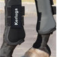 Horse Boots Set of 4 Open Front & Fetlock Tendon Boot for Horses Professional Sport Protection Impact-Absorbing Equine Leg Support Wraps for Jumping, Riding, Training (Black, Full)