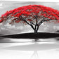 canvas wall art for living room bathroom Wall Decor Black and white landscape red tree moon scenery Hang painting Home Decorations for office bedroom kitchen Works canvas Prints pictures 20" x 40"inch