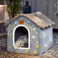 Scnbom Dog House Indoor Puppy Cave Cat Nest Kennel Pet Bed Portable Memory Sponge Foldable Houses with Cushion (Grey, L:Size fits 14kg/30lbs (Pets))