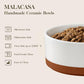 MALACASA Dog Bowls, Ceramic Dogs Bowls with Wood Stand Non-Slip, 6 Cups or 58 oz Capacity Dog Water Food Bowl Glaze Matte Weighted Non-Slip Pet Bowl for Large Dogs (L-6 Cups)