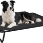 Cooling Elevated Dog Bed, Raised Outdoor Dog Bed Waterproof Pet Beds Cots Stable and Easy Assembly, Teslin Fabric with 1.2mm Thick Iron Frame, Breathable, Ultra-Sturdy，Black, 42 * 28 * 7.9