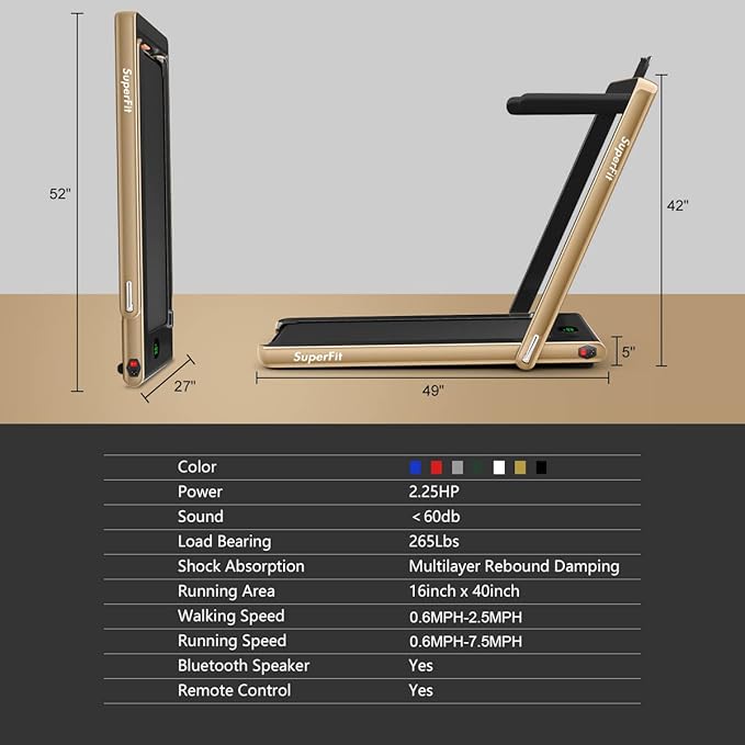 GYMAX Walking Pad, 2.25HP Foldable Treadmill with Smart App & Remote Control, Bluetooth LED Monitor, Small Spaces Compact Running Machine, Folding Portable Under Desk Treadmill for Home Office