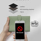 RFID Slim Passport Holder for Women, Compact Leather Passport Wallet with Card Holders SIM Slots,Zippered Coins Pocket and Cash Compartment Travel Passport Cover Case, Light Green
