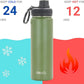 Drinco Stainless Steel Water Bottle Spout Lid Vacuum Insulated Double Wall Water Bottle Wide Mouth (40oz 32oz 22oz 18oz 14oz) Leak Proof Keeps Cold or Hot (22 oz, 22oz Forest)