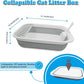 Collapsible Cat Litter Box,Open Potty Pan Cat Toilet Foldable Portable Cats Litter Box Travel Litter with Scoop,Waterproof Low Entrance for Kitten and Cat Toilet Easy Clean 17.7"×13.4"x4.9"(Grey)