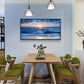 Sea Beach Framed Canvas Wall Art For Living Room Wall Decor For Bedroom Home Decor Blue Ocean Canvas Pictures Artwork Sunny Sea View Wave Painting Office Wall Decorations Black Framed 20" X 40"