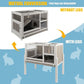 Guinea Pig Cages Indoor, Wooden Guinea Pig Cages with Stand, Rabbit Cage Hutch with Ramp and Hideout, Small Animals Cage Habitat with Not Leakage Pull Out Tray